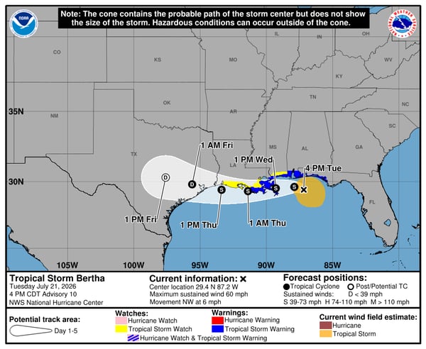Bertha Cone from July 21 5 pm Advisory