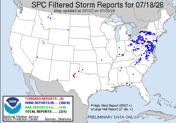 Storm Reports from July 18, 2026