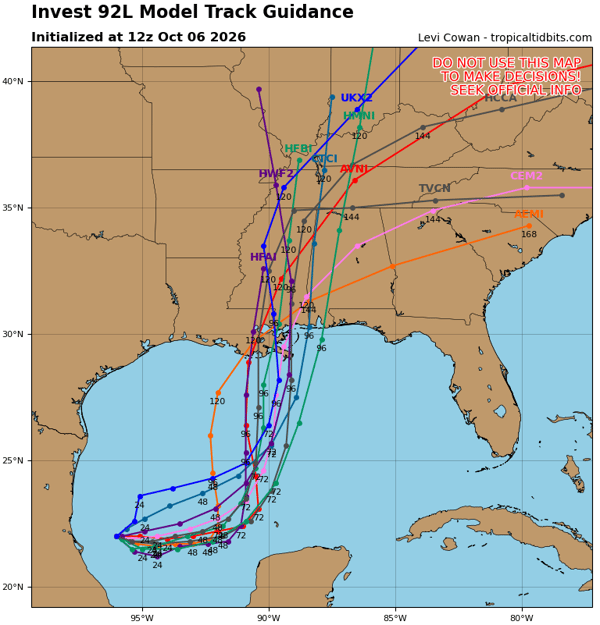 Invest 92L latest model tracks