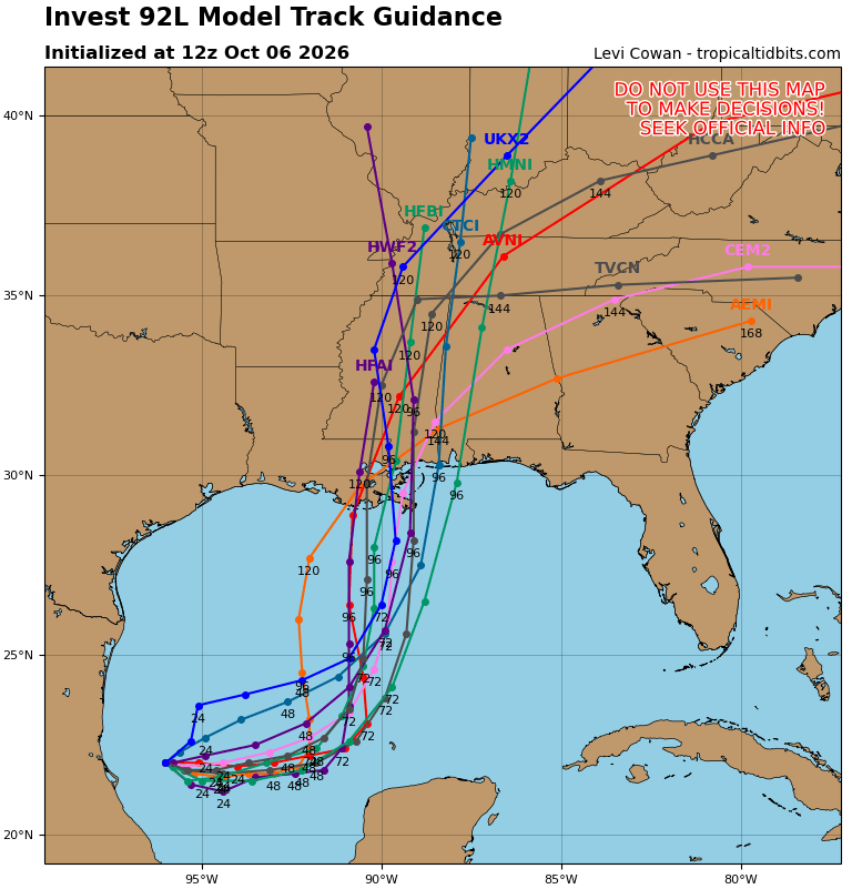 Invest 92L Model Track Forecasts