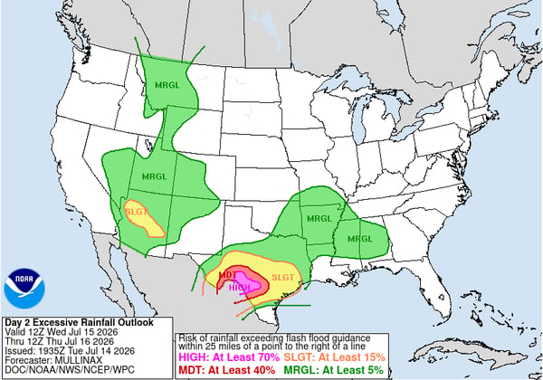 Excessive Rain Outlook July 15 - 16