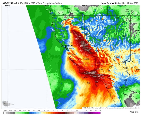 Rain Total Through Sun 10 PM PT