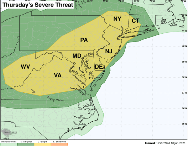 Thursday's severe threat for the Mid Atlantic