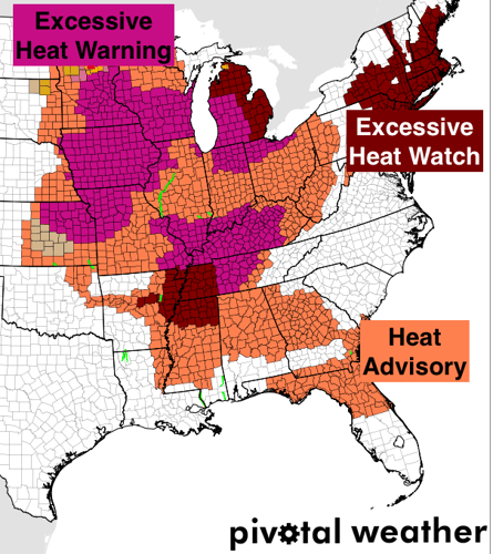 Heat alerts from the Midwest to the Northeast
