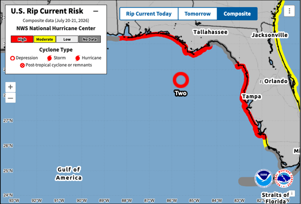 Rip Current Forecast for Bertha