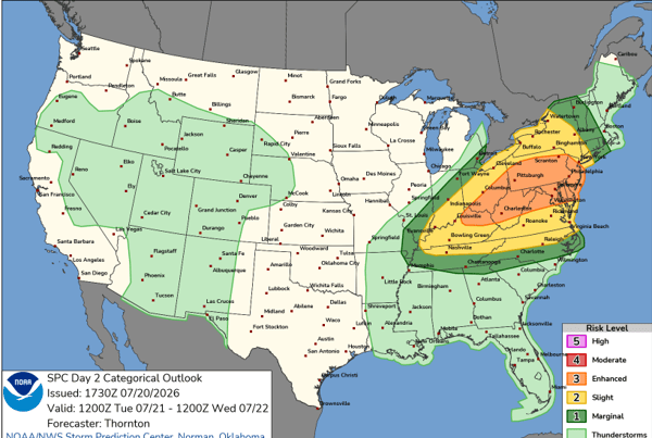 Severe Weather Outlook for July 21st