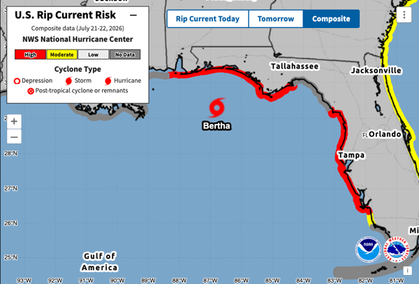 Rip current forecast through July 22nd