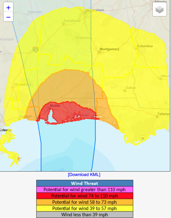 Potential Wind Threat from Isaias