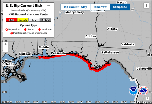 Gulf Coast Rip Current Risk from Isaias
