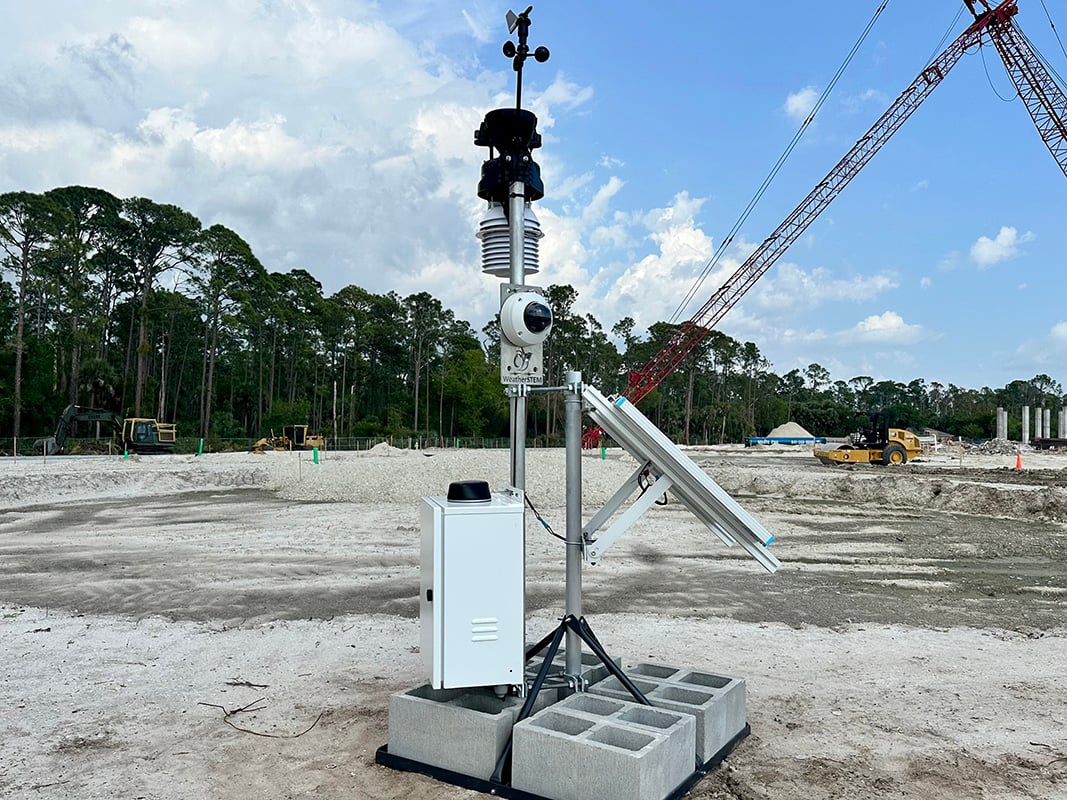 Weatherstem station installed at a construction site