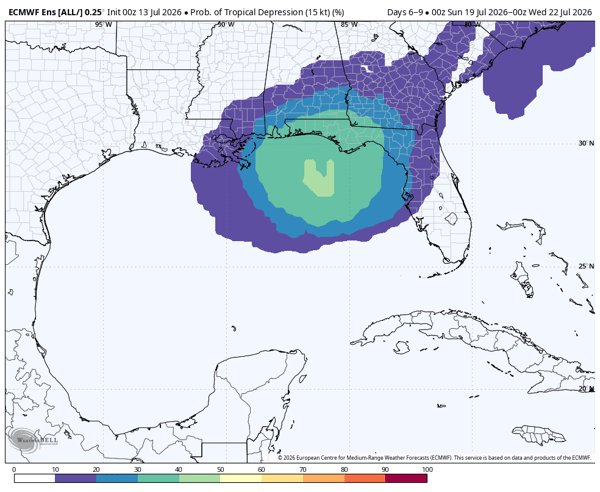 3-day Euro probability of a tropical depression