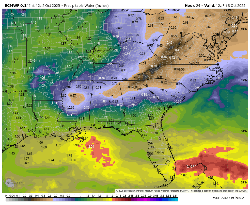 ecmwf-deterministic-se-pwat-1759406400-1759492800-1759838400-20