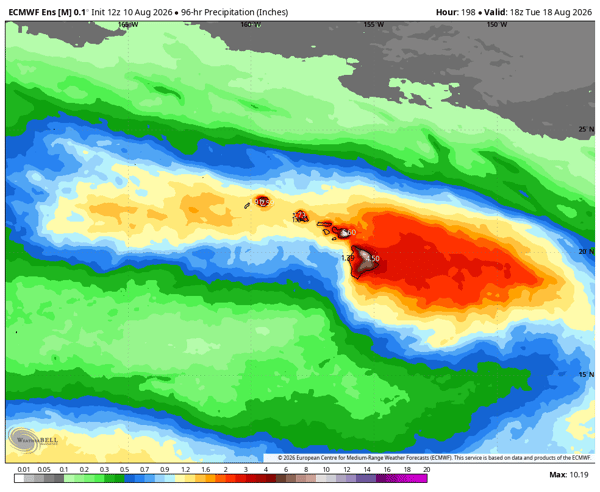 Euro Rainfall forecast for Hawaii from Invest 93C
