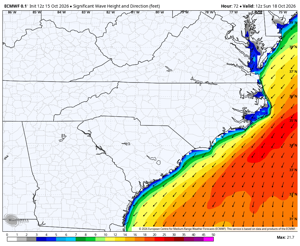 Wave Forecast Sunday Morning October 18