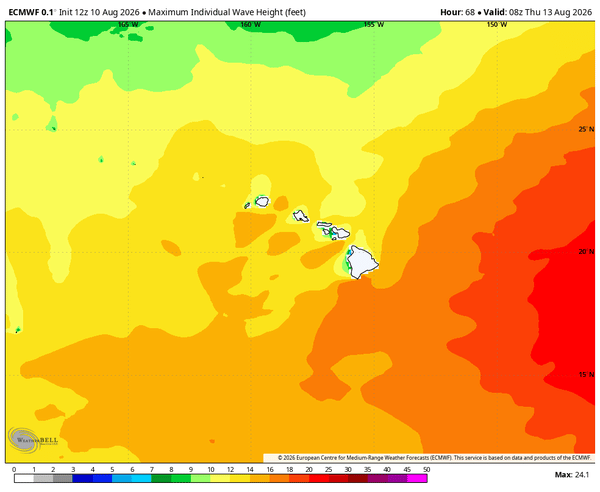 Euro Wave forecast for Hawaiian Islands