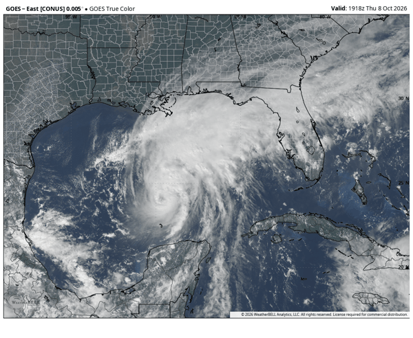 Visible Satellite Image of Isaias October 8, 2026 3:15 PM