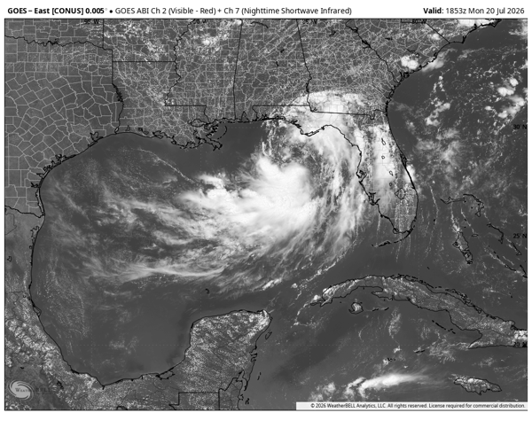 Visible Satellite View of Tropical Depression Two