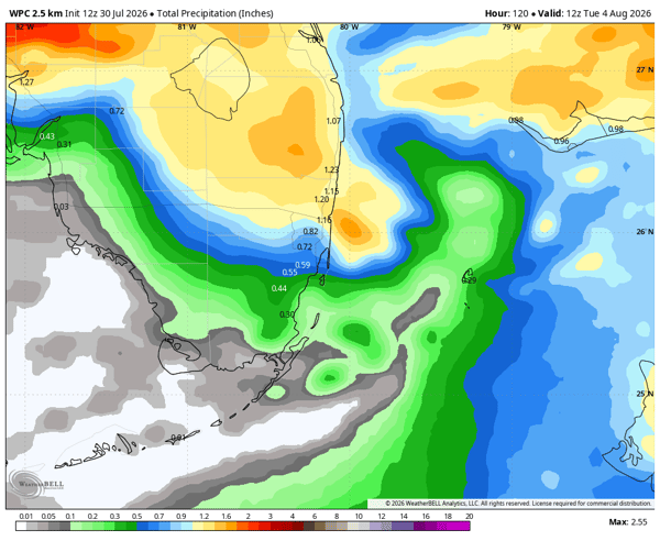 South Florida rain forecast through August 4th