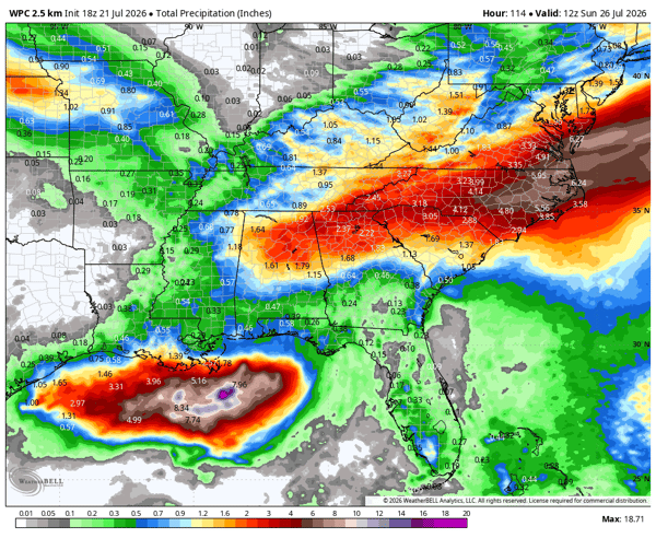 Forecast Rain through Sunday July 26 7 am across Southeast