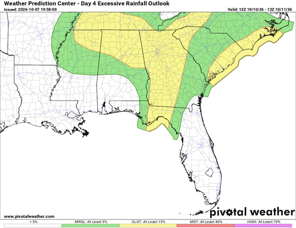 Excessive rainfall outlook for Sat Oct 10th