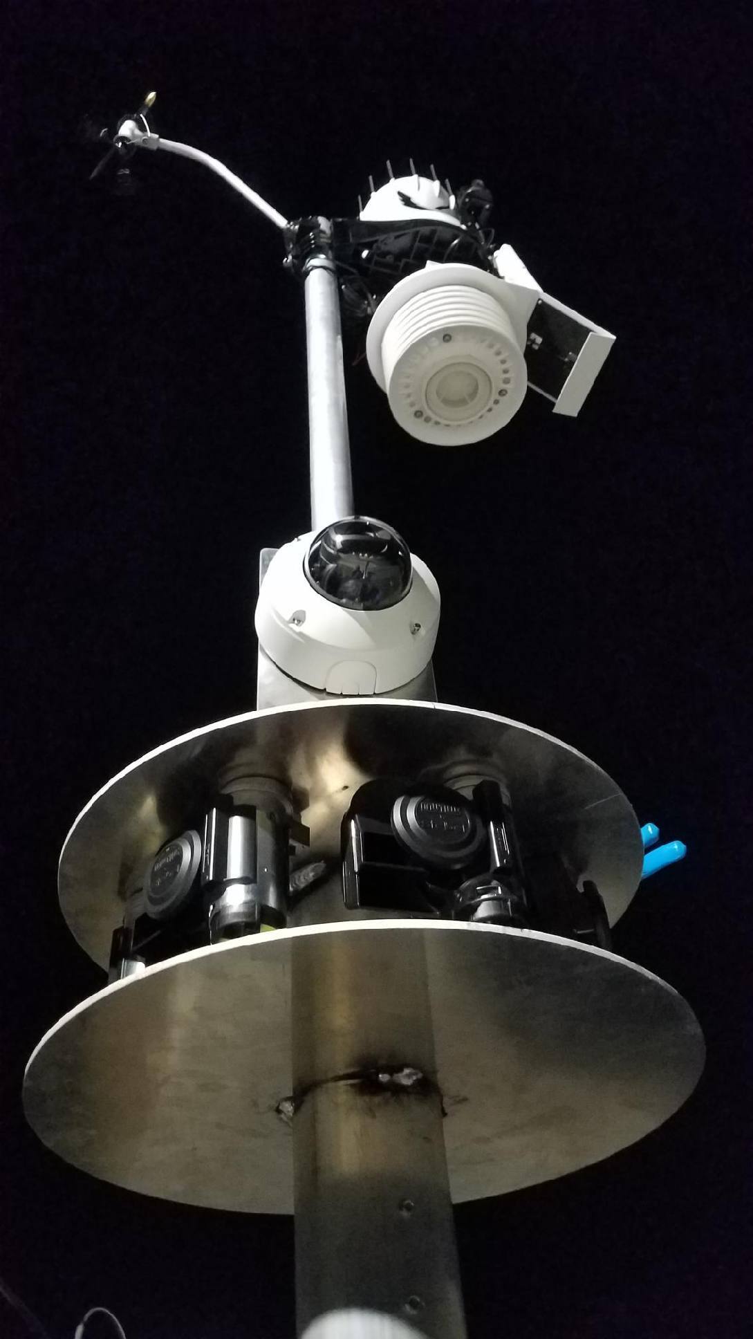 Weatherstem Blast horn array close-up night installation