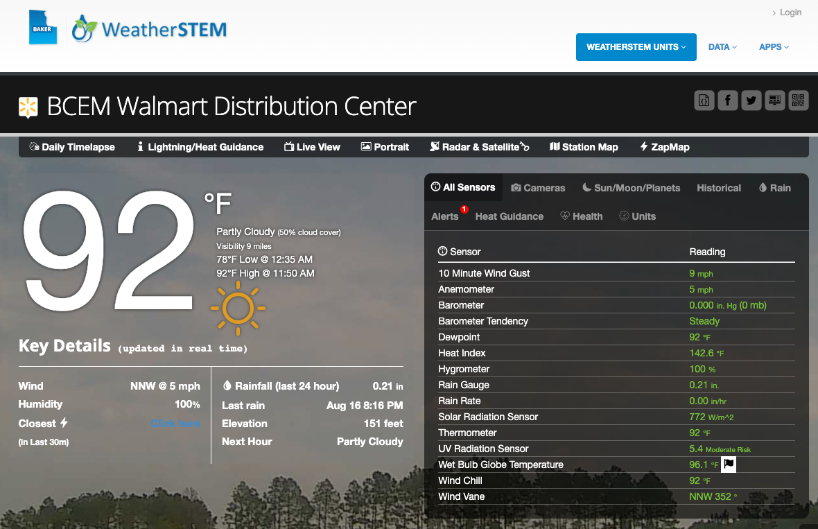 example of hyper-local weather monitoring at a distribution center