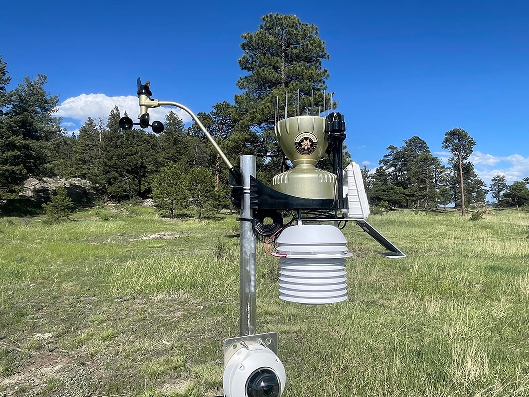Weather station in Jefferson CO, Colorado monitoring fuel moisture and other weather parameters